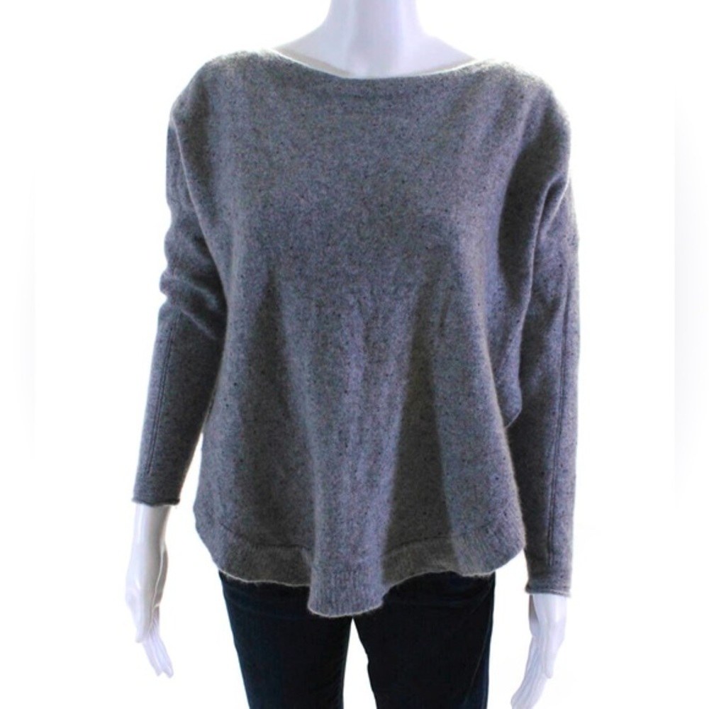Qi Cashmere Crew Neck Sweater Gray Black Size Extra Small